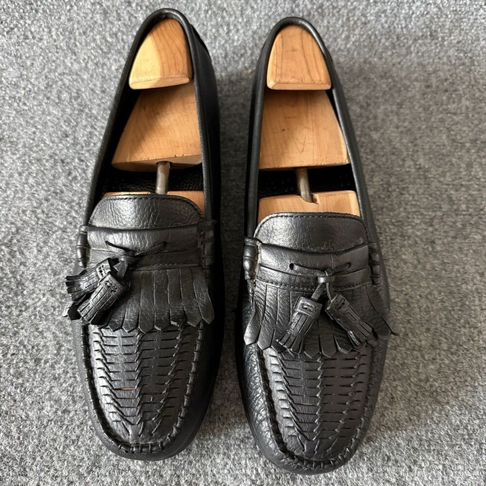 Dexter Men's Black Leather Tassel Loafer Dress Shoes Square Toe 12